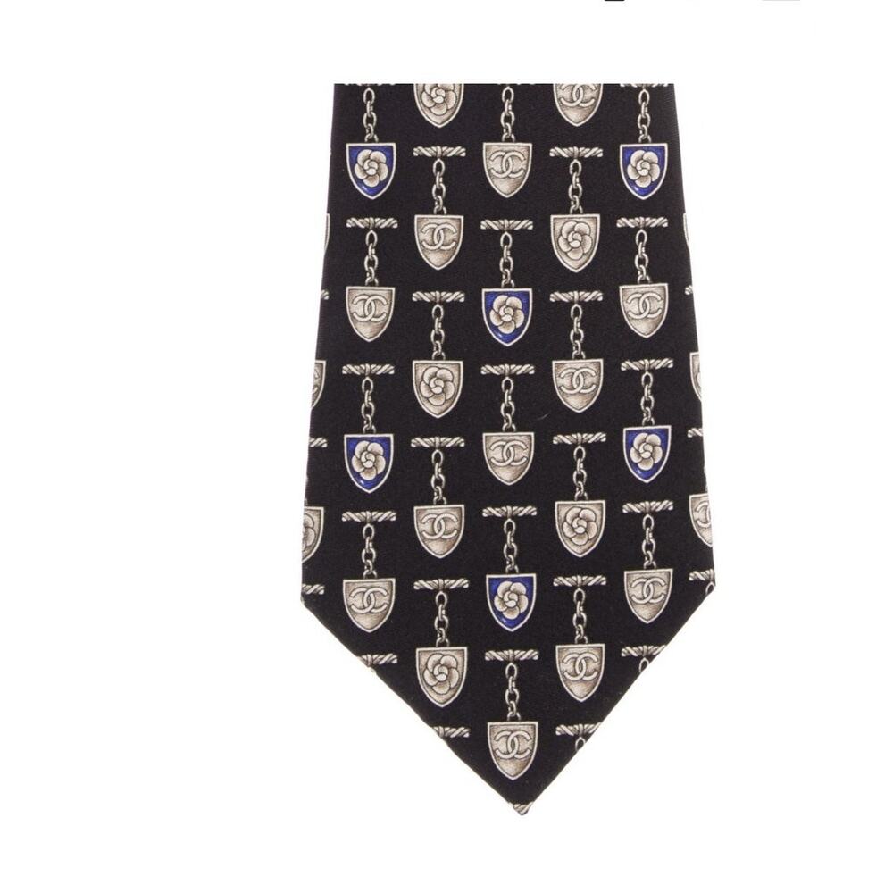 Chanel Mens Silk CC Tie